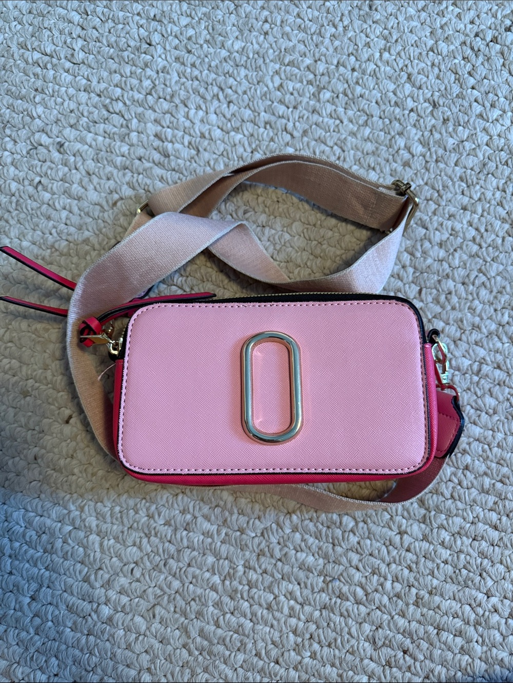 Pink Crossbody Bag with Wide Strap
